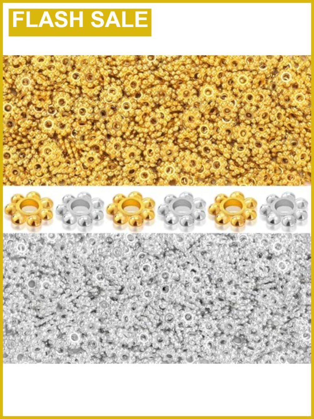 700pcs Flower Spacer Beads 6mm Alloy Daisy Charms for Jewelry Making Bracelet
